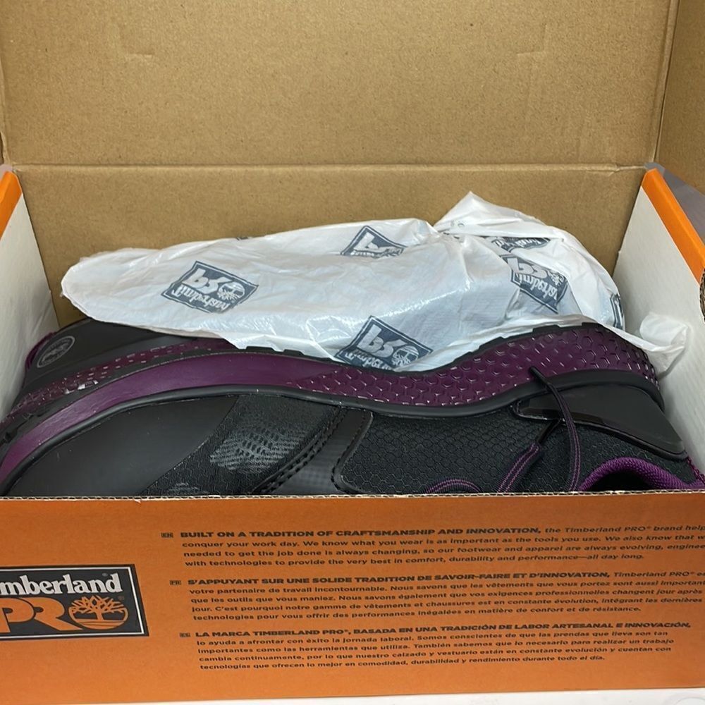 Timberland Pro A2174 Black Purple Reaxion Composite Toe Athletic Women’s Sz 9.5 - Picture 9 of 9